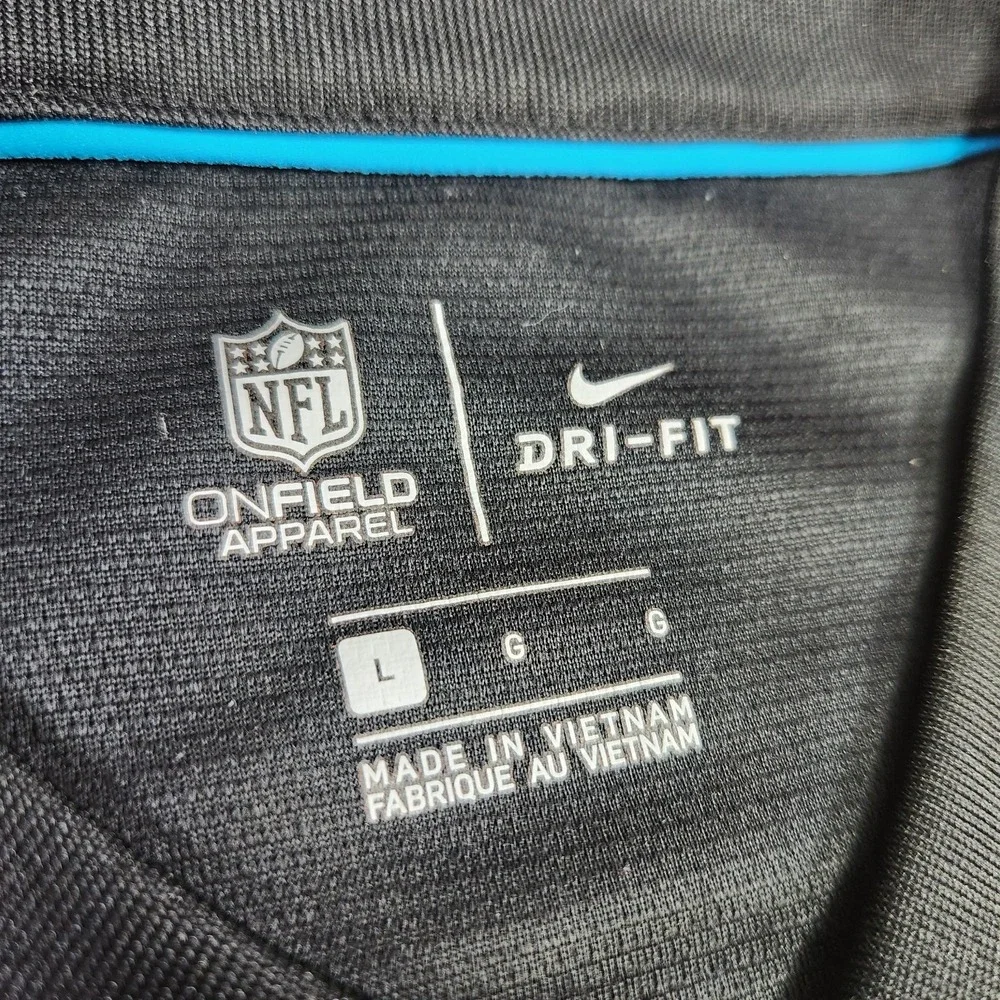 Carolina Panthers Shirt Men Large Blade Collar Nike Polo Dri Fit On Field Black